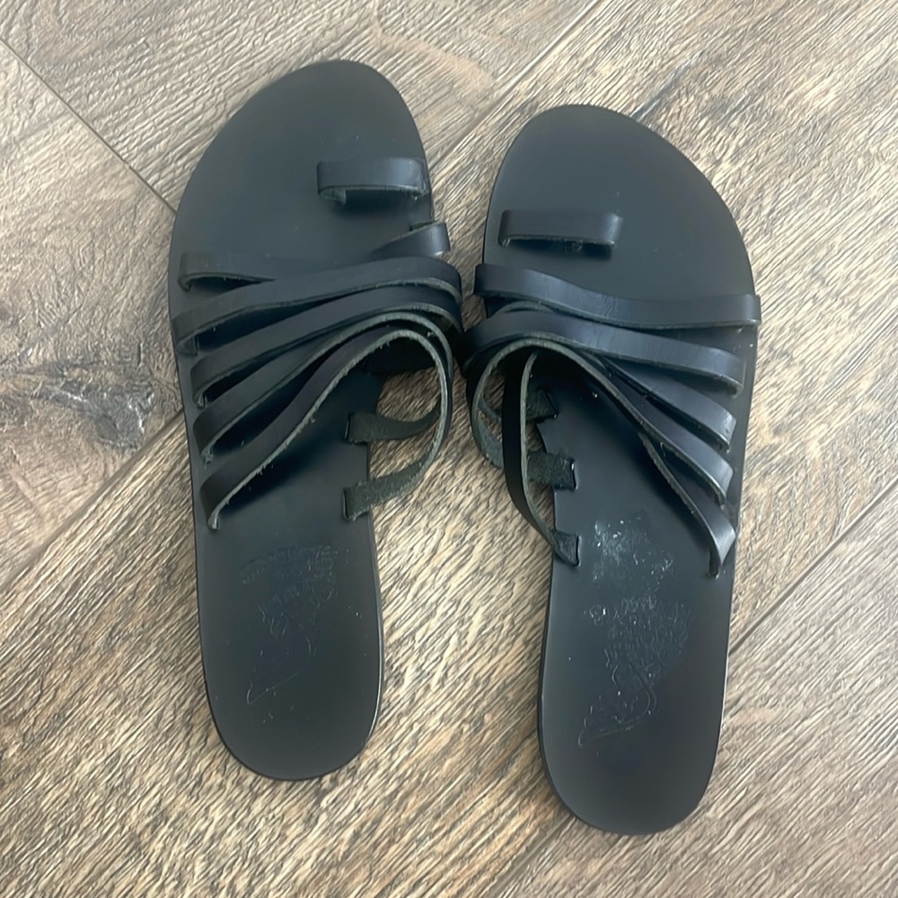 ANCIENT GREEK STRAPPY SANDALS BLACK SIZE 39